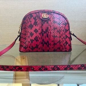 GUCCI Snakeskin GG Small Ophidia  Shoulder Bag red